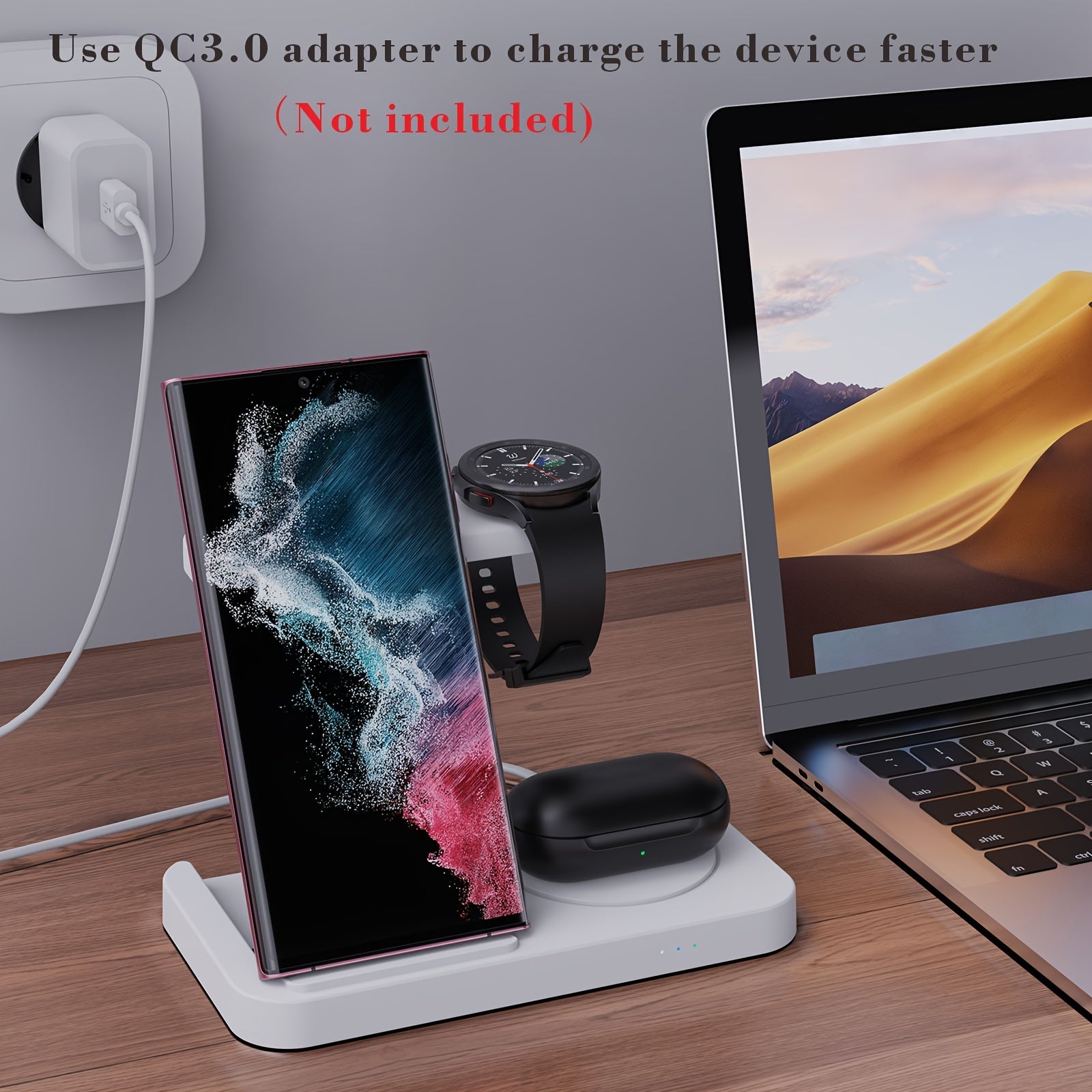 4 In 1 Charging Station, Foldable Fast Wireless Charger Dock Stand For Samsung Android Charging Station Multy Devices For Samsung Galaxy S23 S22 Ultra/S22+/S22/S21/S20/Z Flip 4/Z Fold 4, Galaxy Watch 6/5/4/3, Galaxy Buds/Pro. ShopOnlyDeal