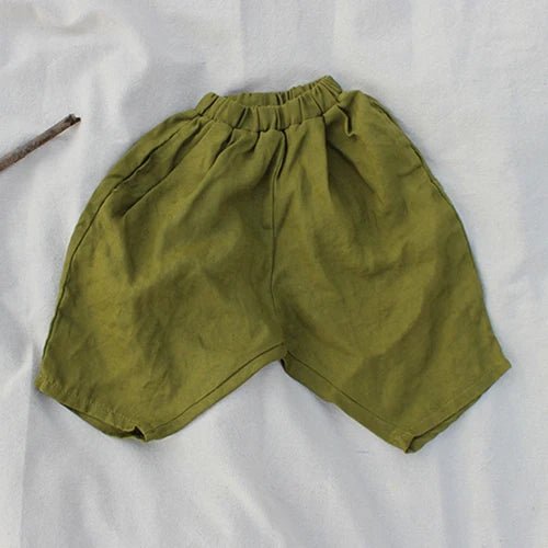 1-6 Yrs Baby Boys & Girls Flax Cotton Stripe Shorts | Korean Japan Style Kids Casual Summer ShopOnlyDeal