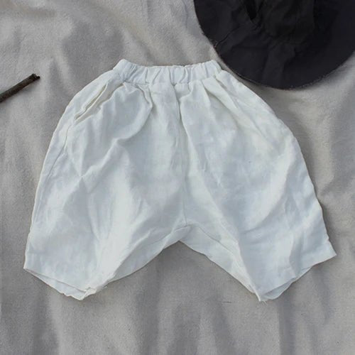 1-6 Yrs Baby Boys & Girls Flax Cotton Stripe Shorts | Korean Japan Style Kids Casual Summer ShopOnlyDeal