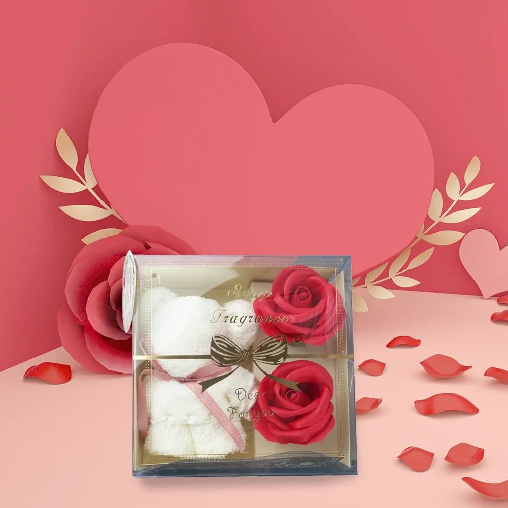 1 Set Soap Rose Flowers Bear Gift Box | Xmas Birthday Valentine Wedding Gifts for Girlfriend, Women, Wife | Mother's Day Present ShopOnlyDeal