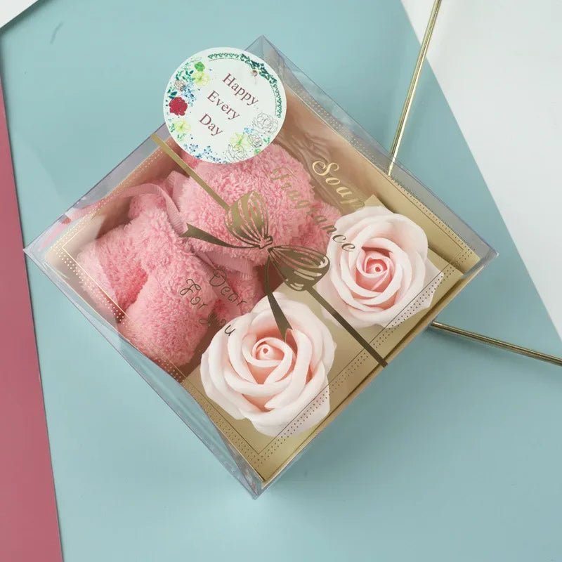 1 Set Soap Rose Flowers Bear Gift Box | Xmas Birthday Valentine Wedding Gifts for Girlfriend, Women, Wife | Mother's Day Present ShopOnlyDeal