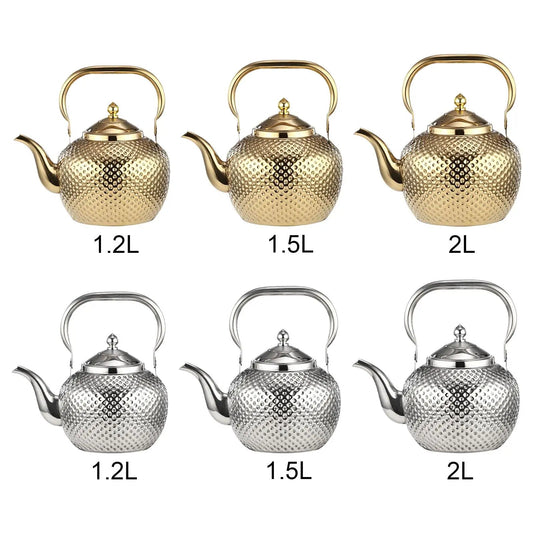 1 X Hammer Handle Spherical Kettle with Inner Mesh: Stainless Steel Flower Tea Kettle - Elegant Hammer Handle Design Homyl 242 Store