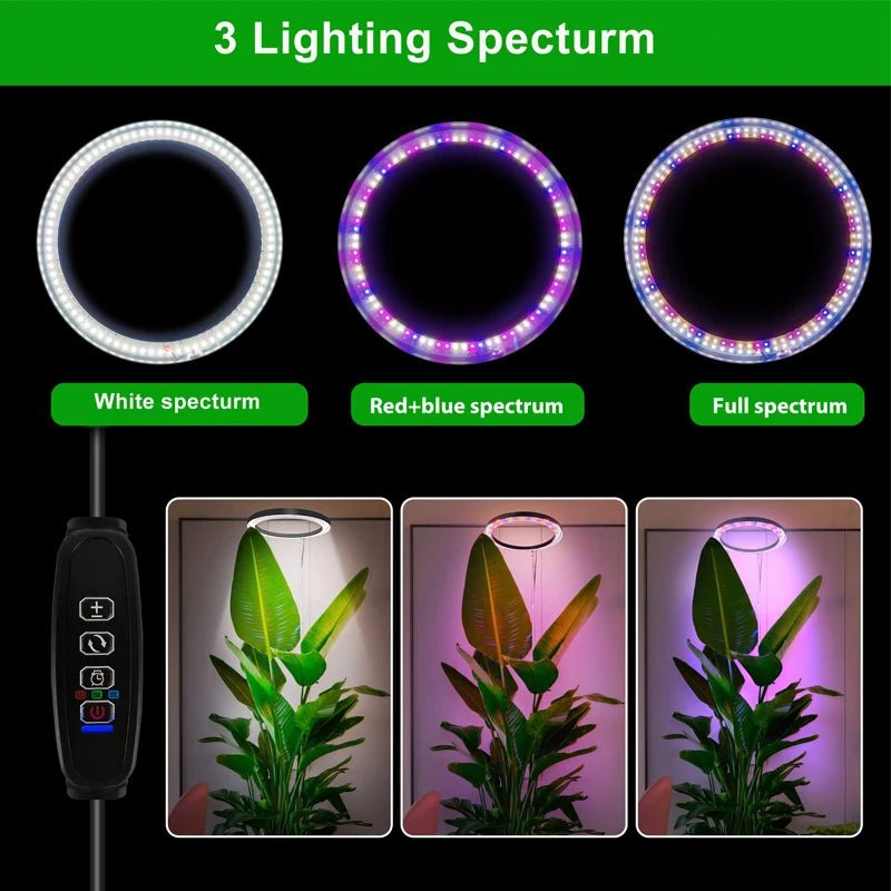 10" LED Ring Grow Lights for Indoor Plants | Full Spectrum Large Plant Light | USB Height Adjustable Growing Lamp ShopOnlyDeal