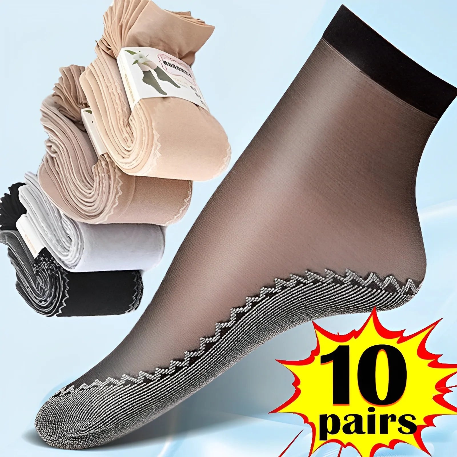 10 Pairs Women's Soft Socks | Summer Ultrathin Breathable Casual Socks | Lightweight Transparent Boat Socks for Women ShopOnlyDeal