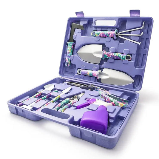 10-Piece Garden Tool Set - Anti-Rust Gardening Tools Gift Kit with Ergonomic Handles and Storage Case in Beautiful Purple - Essential Equipment for Every Gardener ShopOnlyDeal