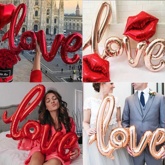 108cm LOVE Letter Foil Balloon - Wedding, Valentines, Anniversary, Birthday Party Decoration, Champagne Cup, Photo Booth Props 🎈❤️🥂 ShopOnlyDeal