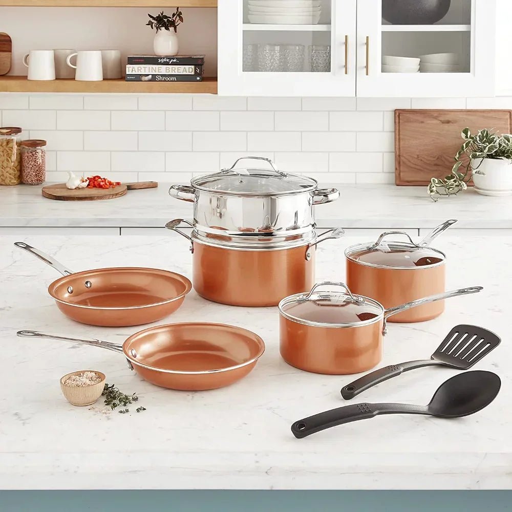 10Pc Copper Nonstick Cookware Set: Premium Pots and Pans for Versatile Cooking ShopOnlyDeal