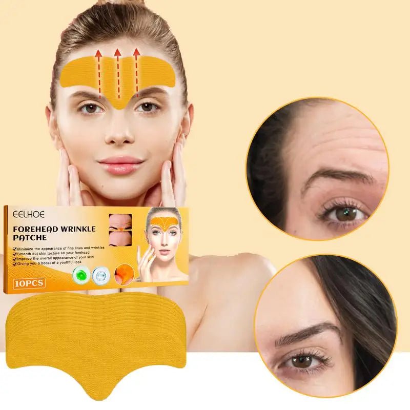 10pcs Anti-Wrinkle Forehead Line Removal Gel Patches - Firming Mask for Frown Lines - Face Skin Care Stickers - Anti-Aging Collagen Infused - Natural and Effective ShopOnlyDeal