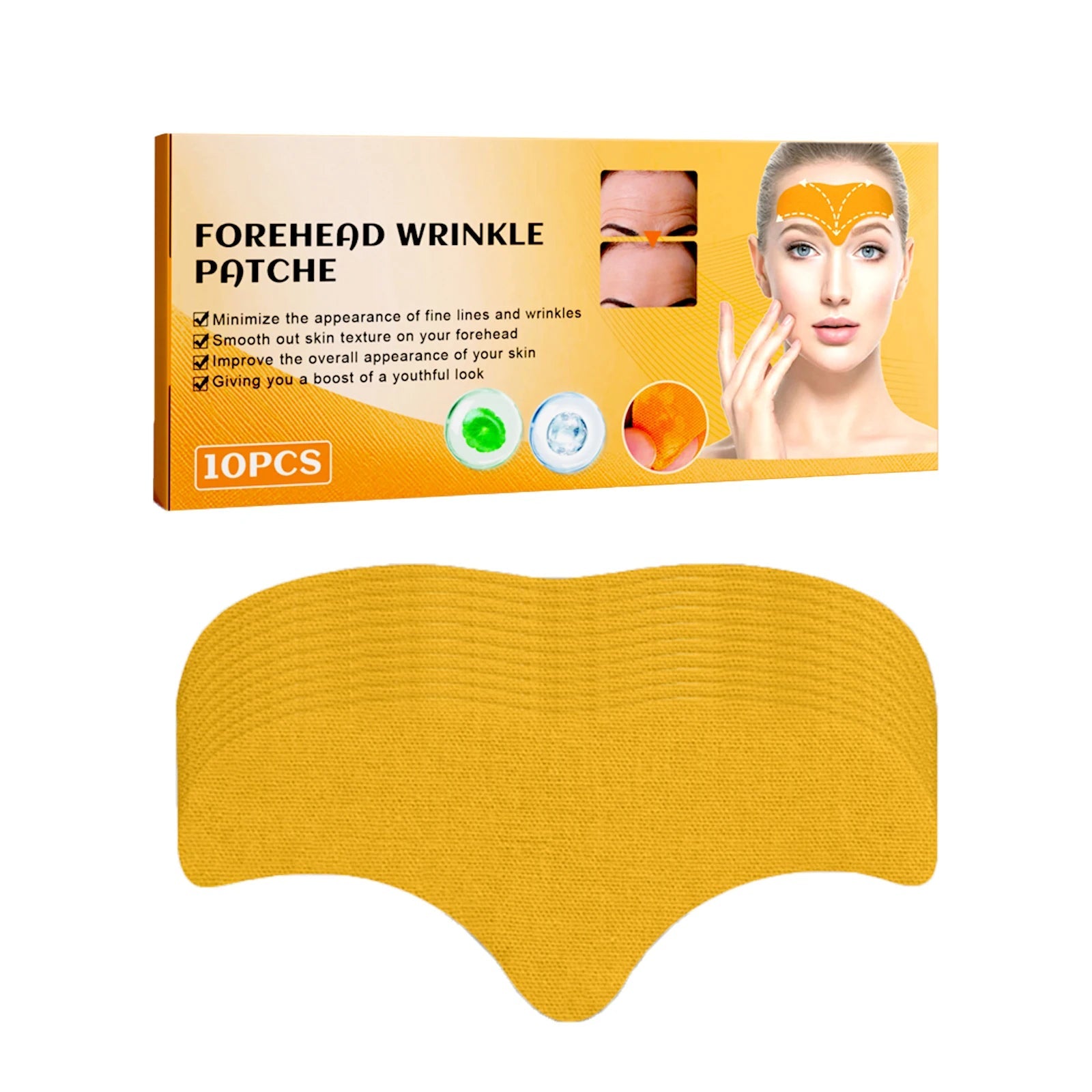 10pcs Anti-Wrinkle Forehead Line Removal Gel Patches - Firming Mask for Frown Lines - Face Skin Care Stickers - Anti-Aging Collagen Infused - Natural and Effective ShopOnlyDeal