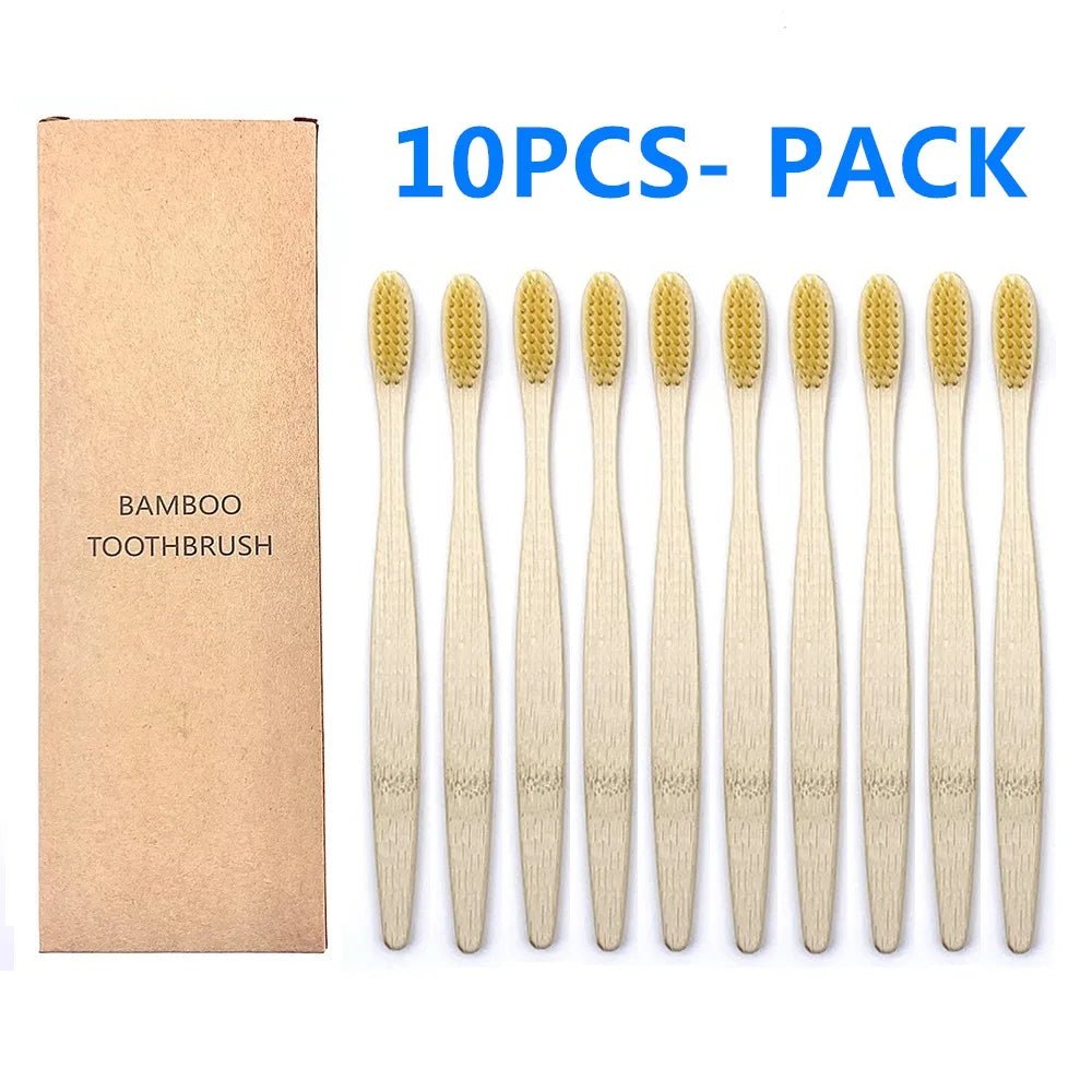 10PCS Biodegradable Bamboo Toothbrushes - Colorful Bristles - Natural Bamboo Dental Care - Eco-Friendly Bamboo Toothbrushes ShopOnlyDeal