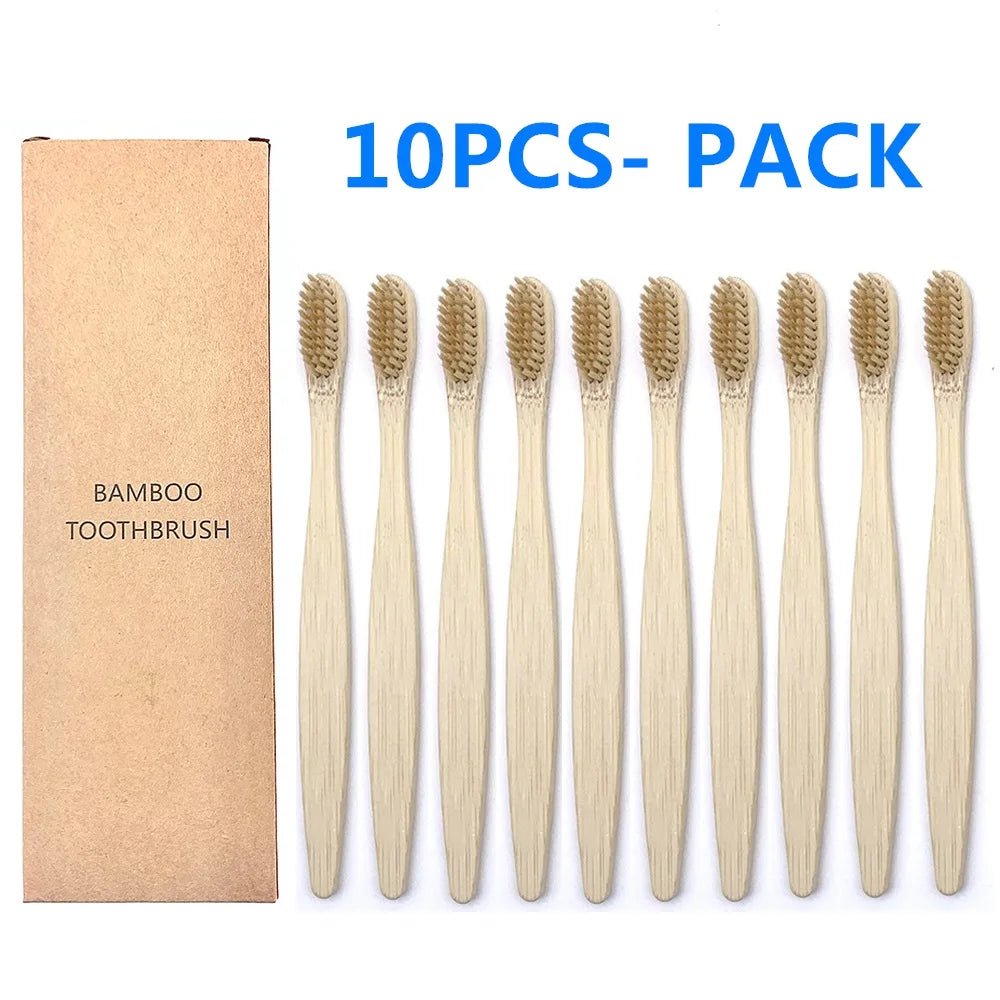 10PCS Biodegradable Bamboo Toothbrushes - Colorful Bristles - Natural Bamboo Dental Care - Eco-Friendly Bamboo Toothbrushes ShopOnlyDeal