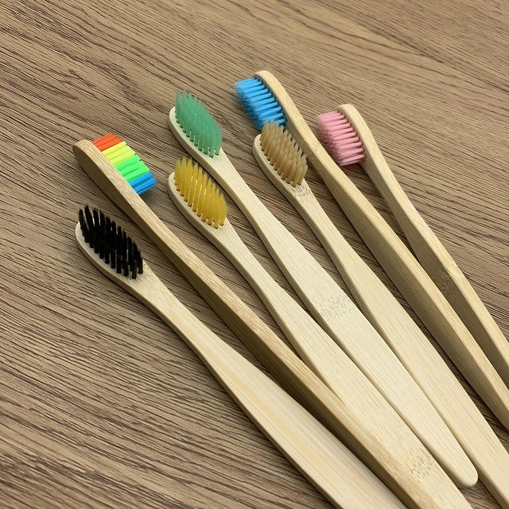 10PCS Biodegradable Bamboo Toothbrushes - Colorful Bristles - Natural Bamboo Dental Care - Eco-Friendly Bamboo Toothbrushes ShopOnlyDeal