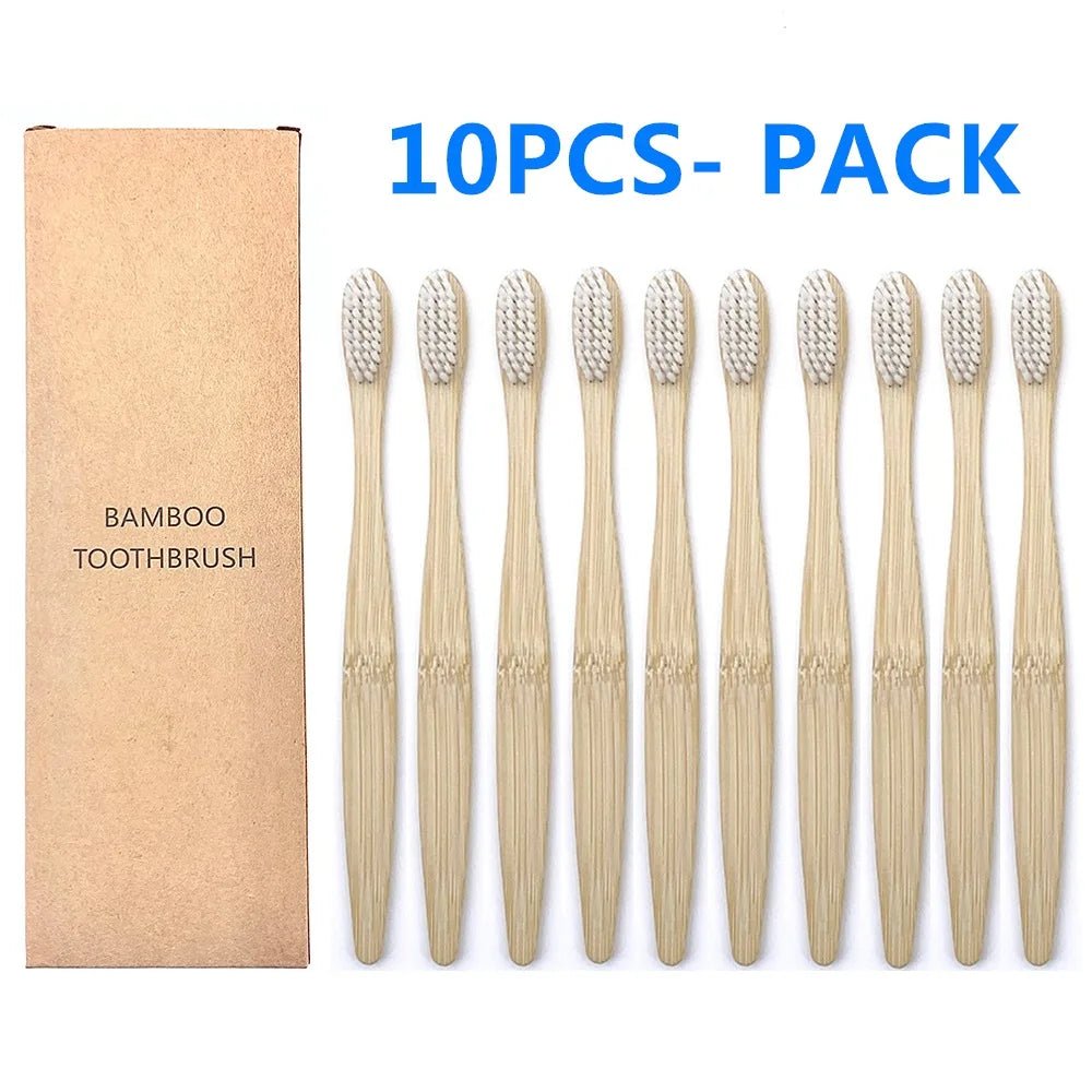 10PCS Biodegradable Bamboo Toothbrushes - Colorful Bristles - Natural Bamboo Dental Care - Eco-Friendly Bamboo Toothbrushes ShopOnlyDeal