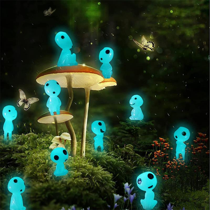 10Pcs Blue Luminous Tree Spirits Micro Landscape Figure Ornament Outdoor Glowing Miniature Statue Potted Mini Garden Accessories ShopOnlyDeal