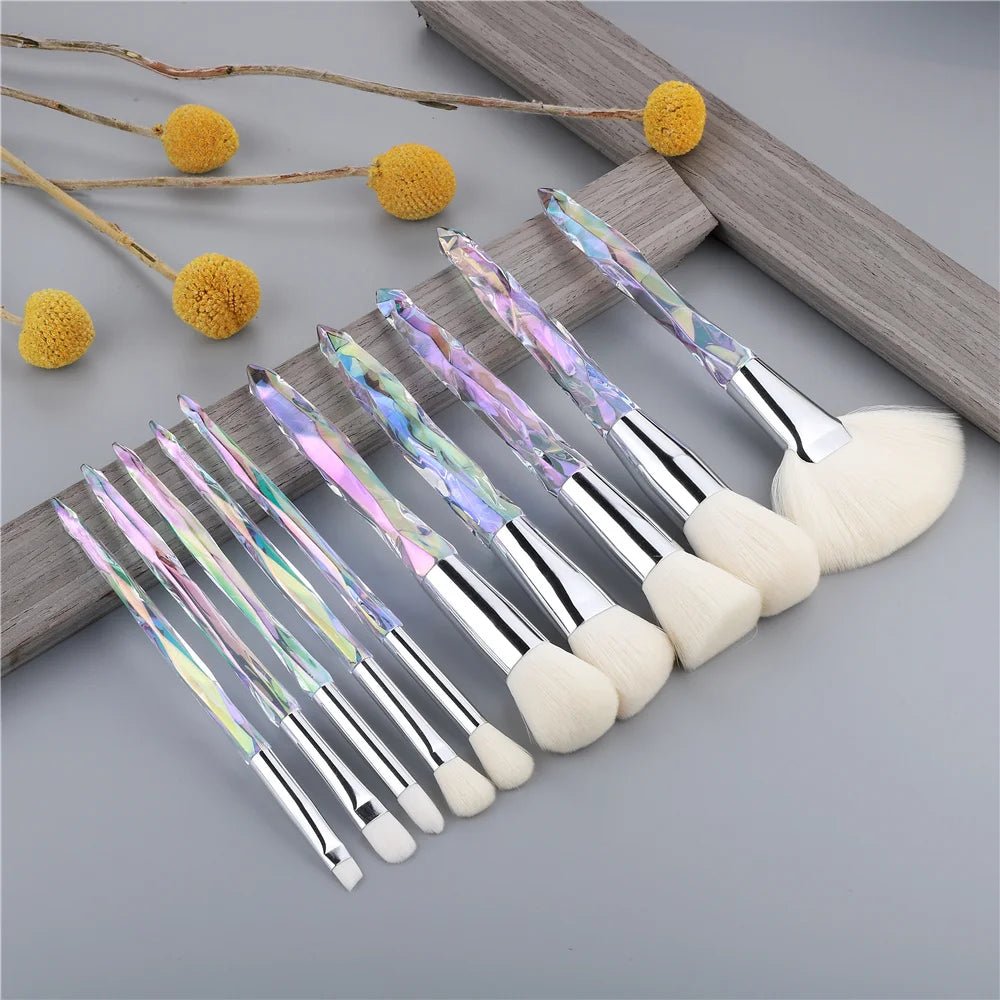 10PCS Crystal Makeup Brushes Set | Loose Powder, Blush, Contouring, Foundation, Eye Shadow, Concealer Beauty Tools Full Set ShopOnlyDeal