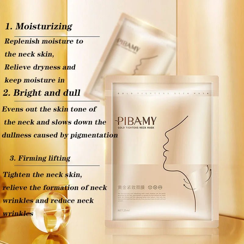 10pcs Gold Firming Neck Mask Moisturizing Anti Wrinkles Anti-aging skincare Neck Masks Beauty Necks Skin Care Products ShopOnlyDeal