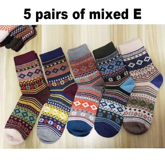 10PCS=5Pairs Autumn Winter New Men Thicken Warm Harajuku Retro Fashion Casual Wool High Quality Cotton Socks Wholesale Snow Sock ShopOnlyDeal