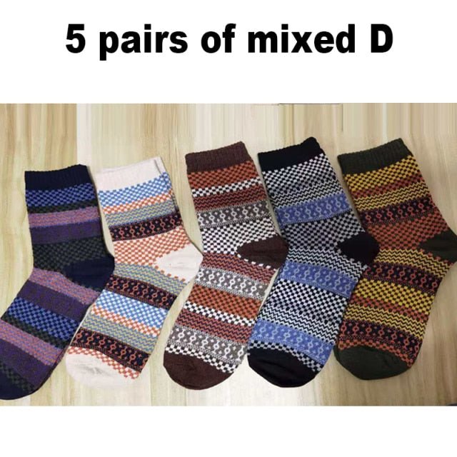 10PCS=5Pairs Autumn Winter New Men Thicken Warm Harajuku Retro Fashion Casual Wool High Quality Cotton Socks Wholesale Snow Sock ShopOnlyDeal