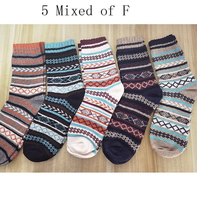 10PCS=5Pairs Autumn Winter New Men Thicken Warm Harajuku Retro Fashion Casual Wool High Quality Cotton Socks Wholesale Snow Sock ShopOnlyDeal