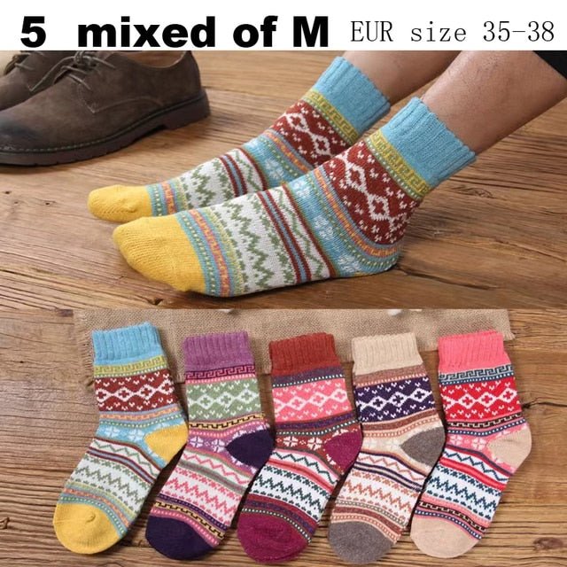 10PCS=5Pairs Autumn Winter New Men Thicken Warm Harajuku Retro Fashion Casual Wool High Quality Cotton Socks Wholesale Snow Sock ShopOnlyDeal