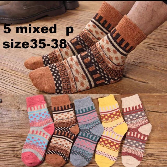 10PCS=5Pairs Autumn Winter New Men Thicken Warm Harajuku Retro Fashion Casual Wool High Quality Cotton Socks Wholesale Snow Sock ShopOnlyDeal