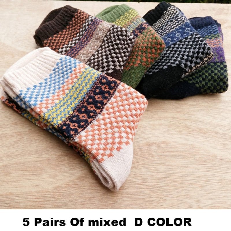 10PCS=5Pairs Autumn Winter New Men Thicken Warm Harajuku Retro Fashion Casual Wool High Quality Cotton Socks Wholesale Snow Sock ShopOnlyDeal