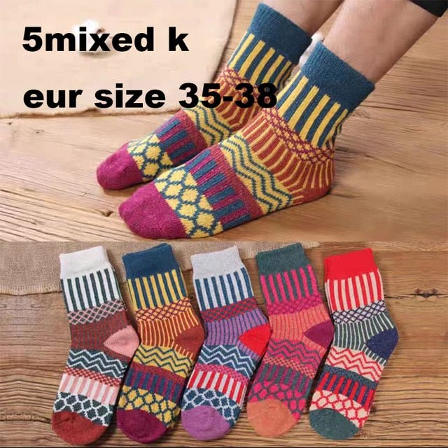 10PCS=5Pairs Autumn Winter New Men Thicken Warm Harajuku Retro Fashion Casual Wool High Quality Cotton Socks Wholesale Snow Sock ShopOnlyDeal