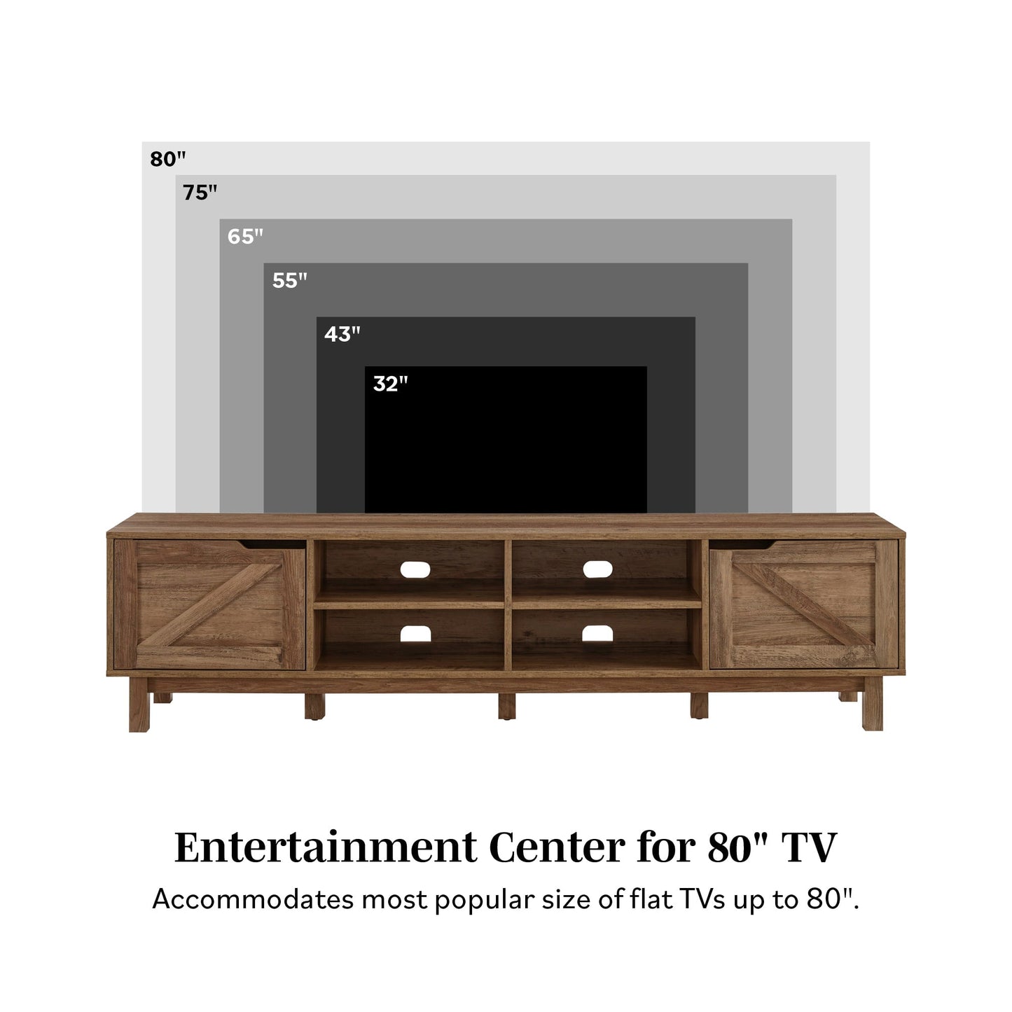 Barn Door 70" Rustic TV Stand Walker Edison