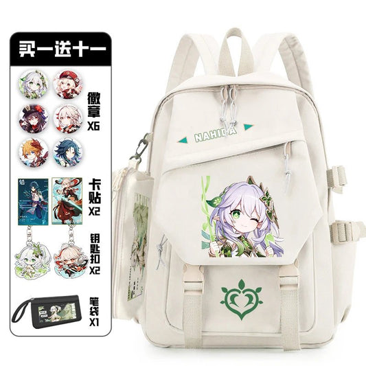 11Pcs Genshin Impact with Paimon Pack Badge Set Backpack | Anime Bag Teenagers Schoolbag Students Book Travel Bag Girl Boy Cosplay ShopOnlyDeal