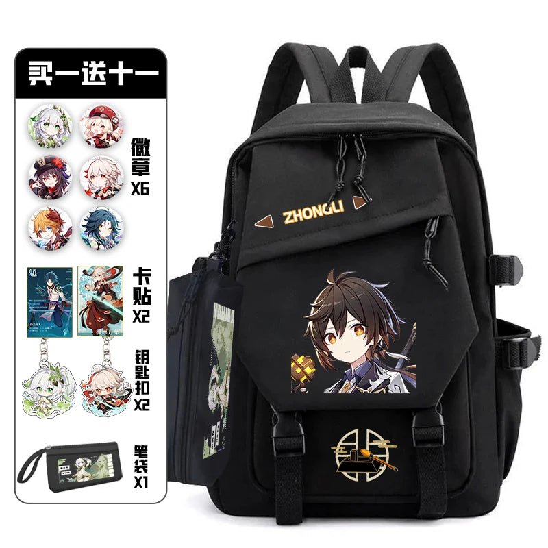 11Pcs Genshin Impact with Paimon Pack Badge Set Backpack | Anime Bag Teenagers Schoolbag Students Book Travel Bag Girl Boy Cosplay ShopOnlyDeal