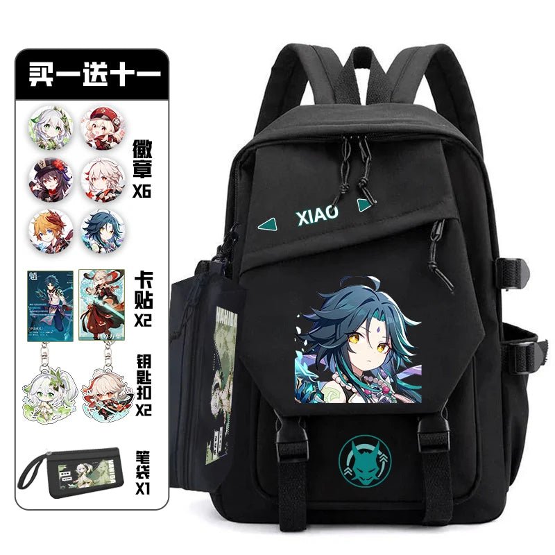 11Pcs Genshin Impact with Paimon Pack Badge Set Backpack | Anime Bag Teenagers Schoolbag Students Book Travel Bag Girl Boy Cosplay ShopOnlyDeal