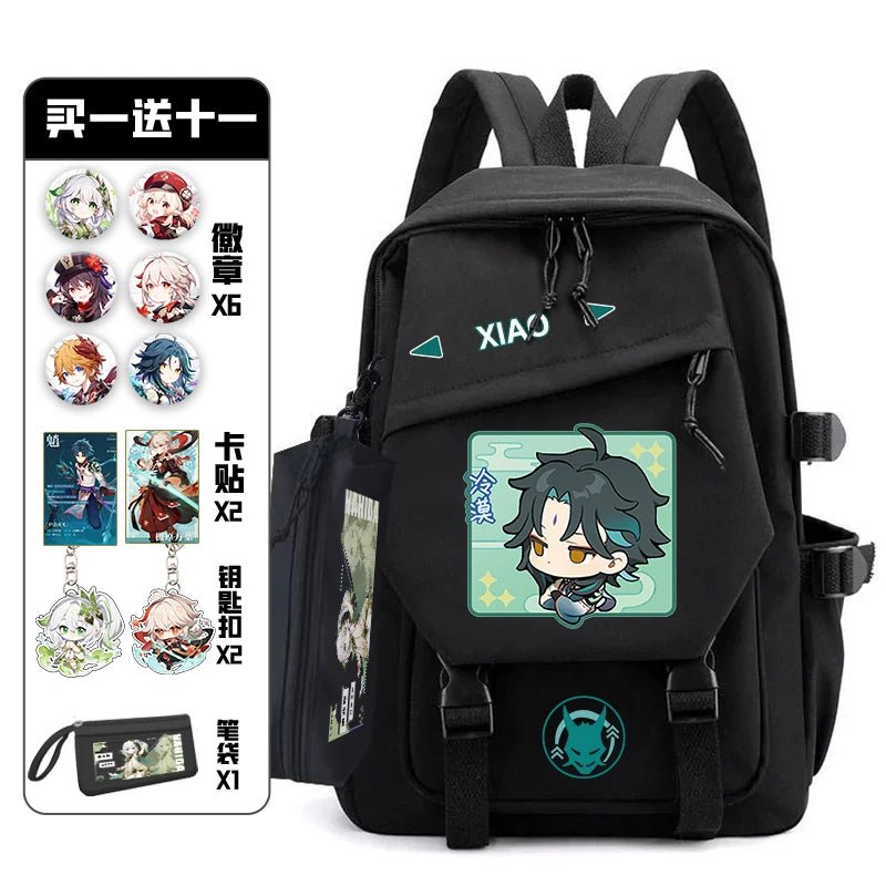 11Pcs Genshin Impact with Paimon Pack Badge Set Backpack | Anime Bag Teenagers Schoolbag Students Book Travel Bag Girl Boy Cosplay ShopOnlyDeal