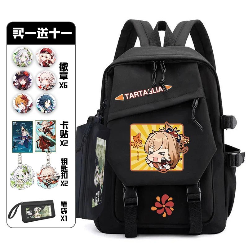 11Pcs Genshin Impact with Paimon Pack Badge Set Backpack | Anime Bag Teenagers Schoolbag Students Book Travel Bag Girl Boy Cosplay ShopOnlyDeal