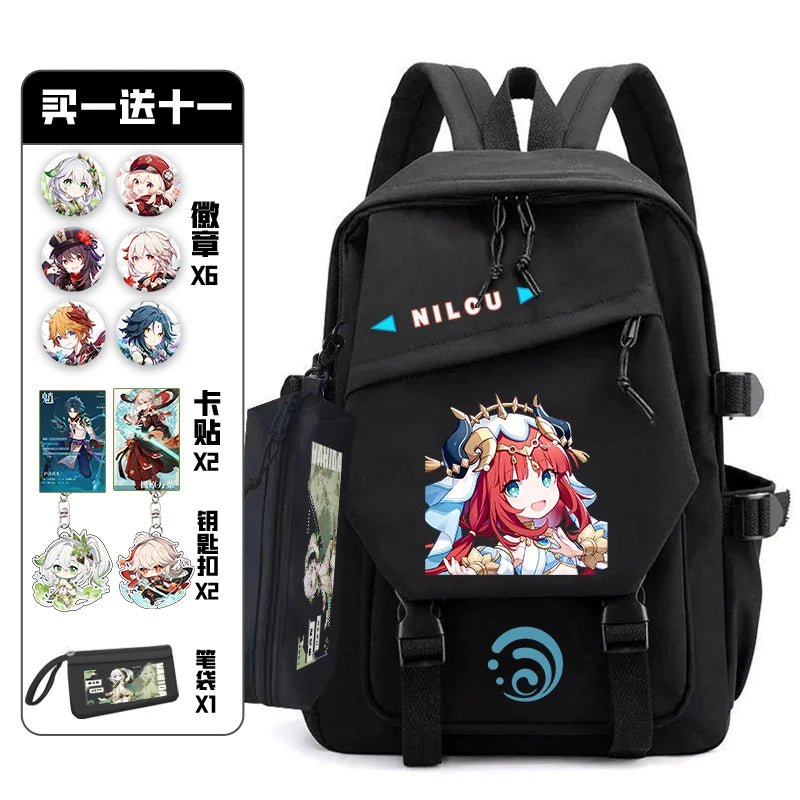 11Pcs Genshin Impact with Paimon Pack Badge Set Backpack | Anime Bag Teenagers Schoolbag Students Book Travel Bag Girl Boy Cosplay ShopOnlyDeal