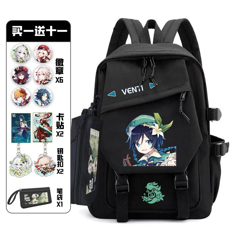 11Pcs Genshin Impact with Paimon Pack Badge Set Backpack | Anime Bag Teenagers Schoolbag Students Book Travel Bag Girl Boy Cosplay ShopOnlyDeal