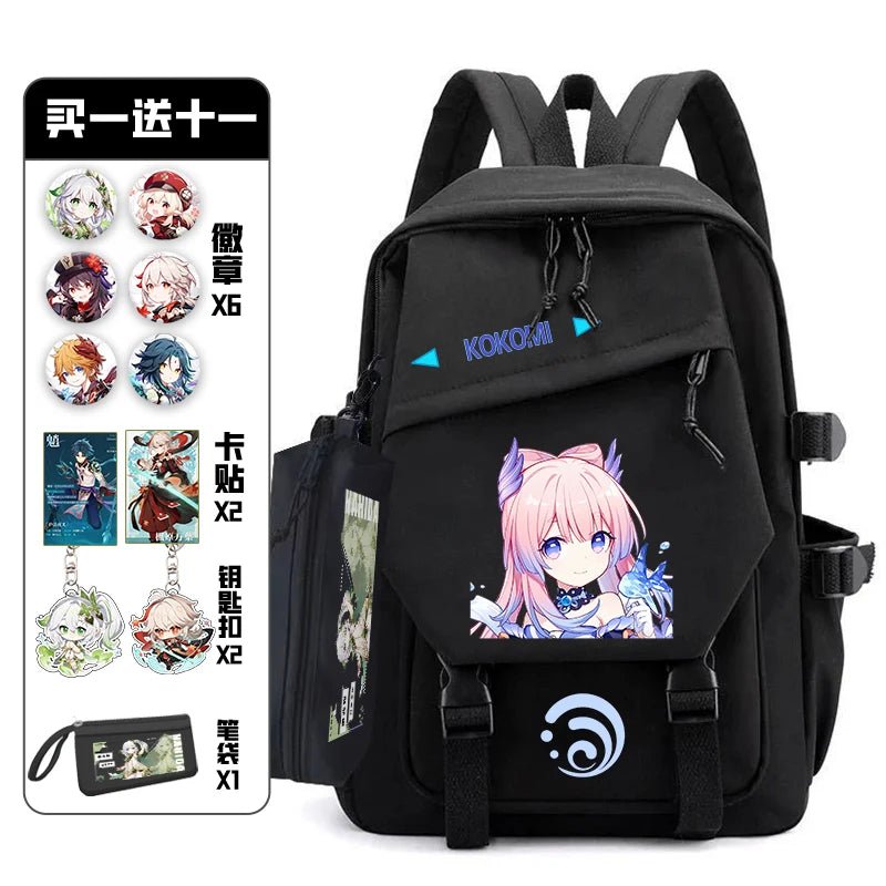 11Pcs Genshin Impact with Paimon Pack Badge Set Backpack | Anime Bag Teenagers Schoolbag Students Book Travel Bag Girl Boy Cosplay ShopOnlyDeal