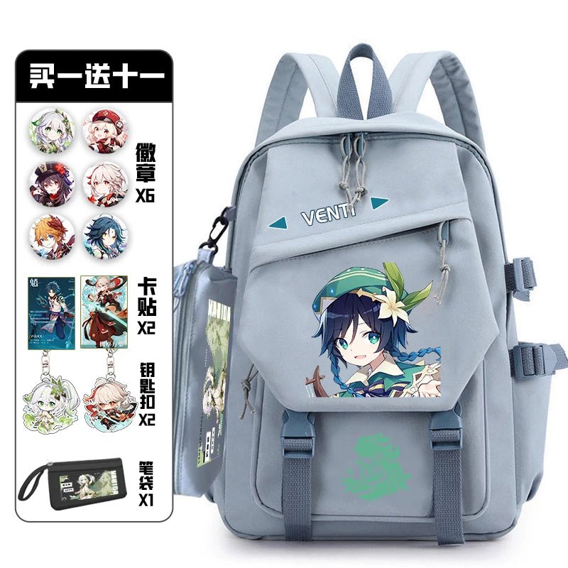 11Pcs Genshin Impact with Paimon Pack Badge Set Backpack | Anime Bag Teenagers Schoolbag Students Book Travel Bag Girl Boy Cosplay ShopOnlyDeal