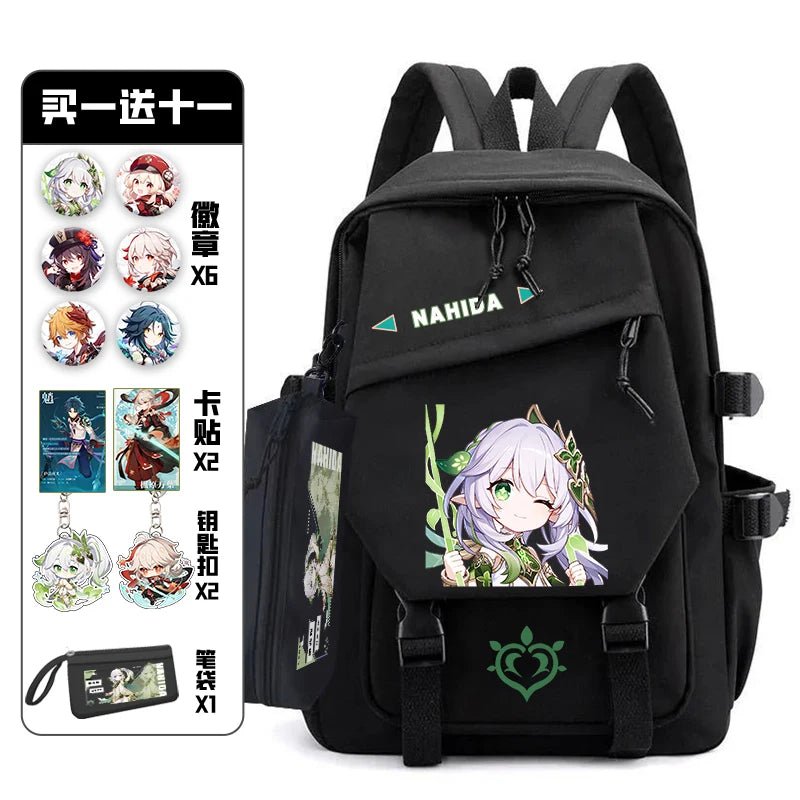 11Pcs Genshin Impact with Paimon Pack Badge Set Backpack | Anime Bag Teenagers Schoolbag Students Book Travel Bag Girl Boy Cosplay ShopOnlyDeal