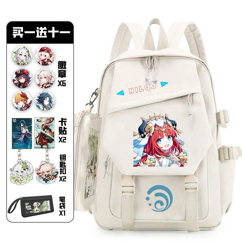 11Pcs Genshin Impact with Paimon Pack Badge Set Backpack | Anime Bag Teenagers Schoolbag Students Book Travel Bag Girl Boy Cosplay ShopOnlyDeal