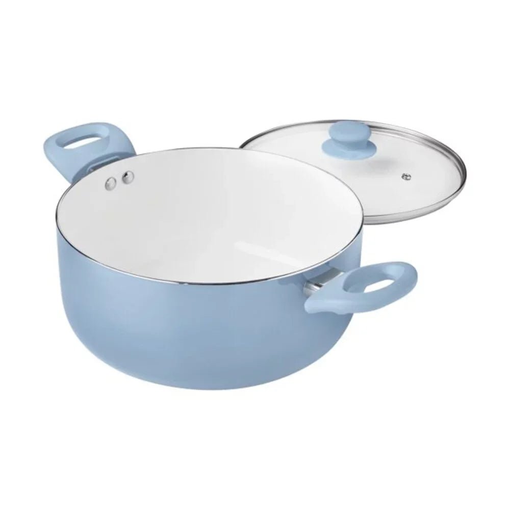 12pc Ceramic Cookware Set in Blue Linen: Elegant Non-Stick Pot Set for Cooking Food - Набор Кастрюль Кухонные ShopOnlyDeal