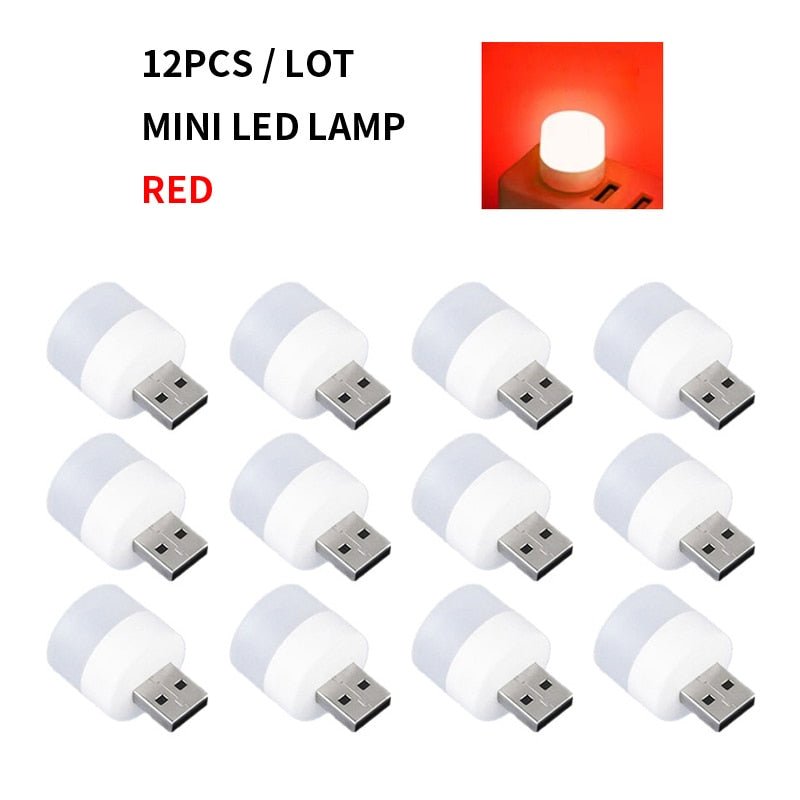 12pc Mini USB Plug Lamp - Super Bright 5V 1W LED Night Light for Eye Protection, Book Reading, Computer, Mobile Power Charging ShopOnlyDeal