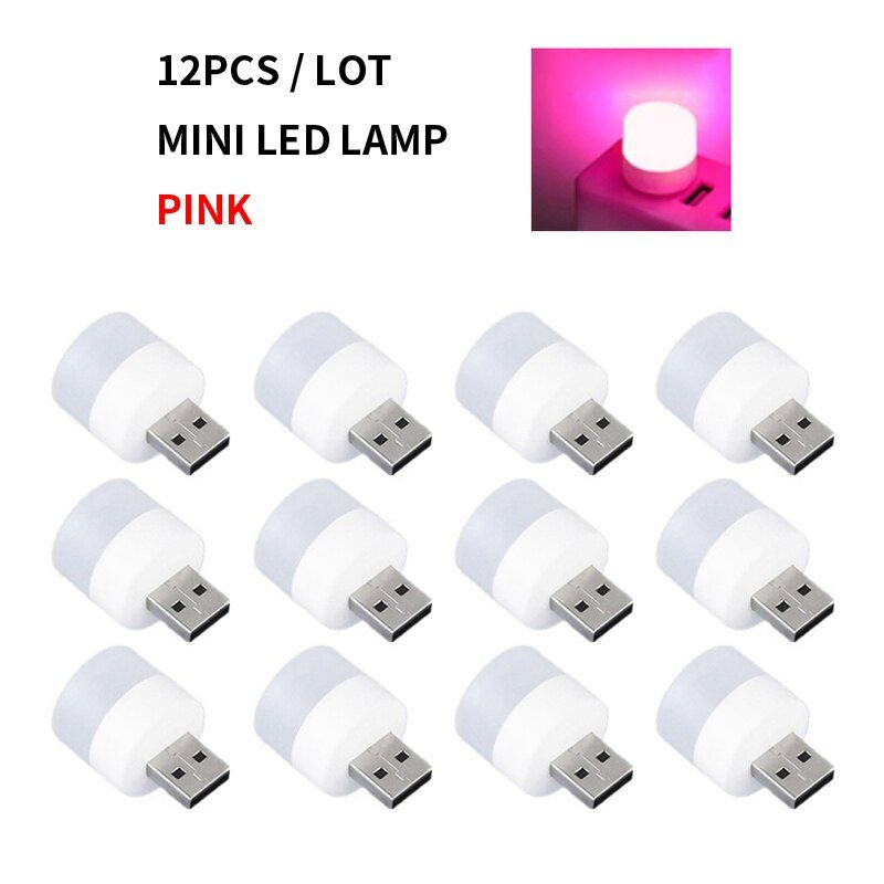 12pc Mini USB Plug Lamp - Super Bright 5V 1W LED Night Light for Eye Protection, Book Reading, Computer, Mobile Power Charging ShopOnlyDeal