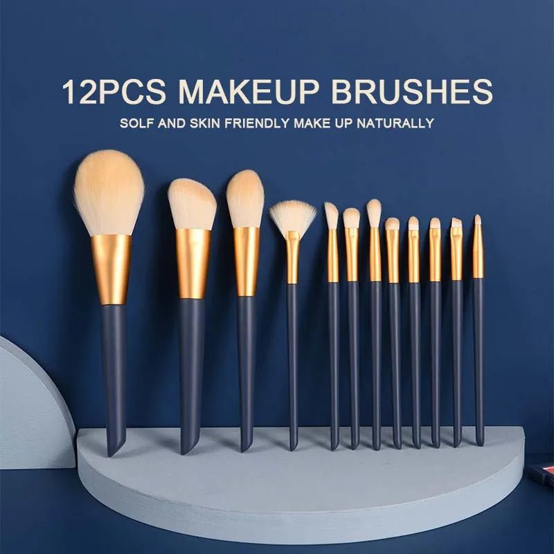 12PCS Makeup Brushes Set Kit for Women | Professional Natural Brush Foundation Powder Contour Eyeshadow Lip Makeup Tools ShopOnlyDeal