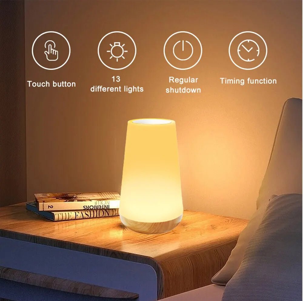 13 Color Changing Night Light Remote Control Touch USB Rechargeable RGB Night Lamp Dimmable Lamp Portable Table Bedside Lamp ShopOnlyDeal