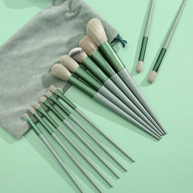 13 PCS Makeup Brushes Set | Eye Shadow & Foundation Cosmetic Brushes | Eyeshadow & Blush Beauty Tools with Soft Bag ShopOnlyDeal