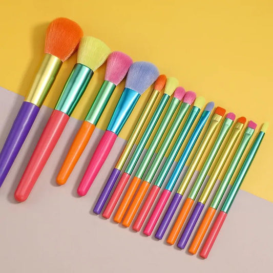 15 Rainbow Makeup Brushes Set Beginner Color Makeup Brushes Blush Brush Beauty Tools ShopOnlyDeal