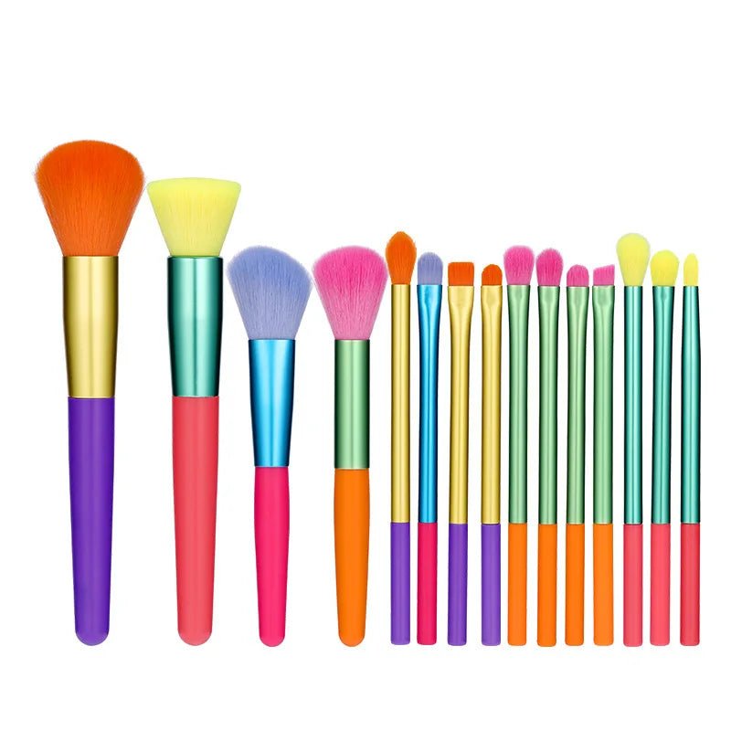 15 Rainbow Makeup Brushes Set Beginner Color Makeup Brushes Blush Brush Beauty Tools ShopOnlyDeal