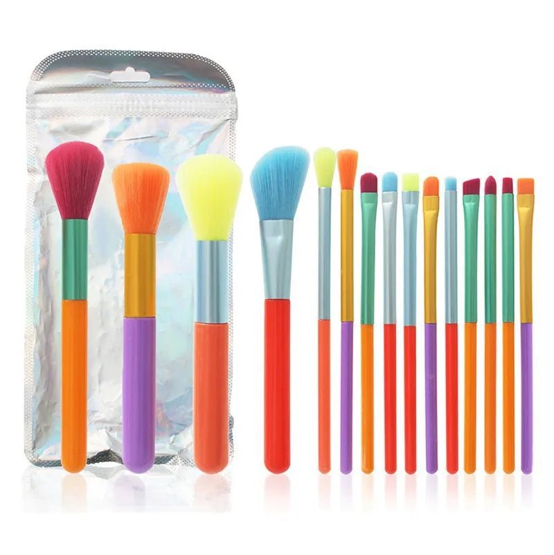 15 Rainbow Makeup Brushes Set Beginner Color Makeup Brushes Blush Brush Beauty Tools ShopOnlyDeal