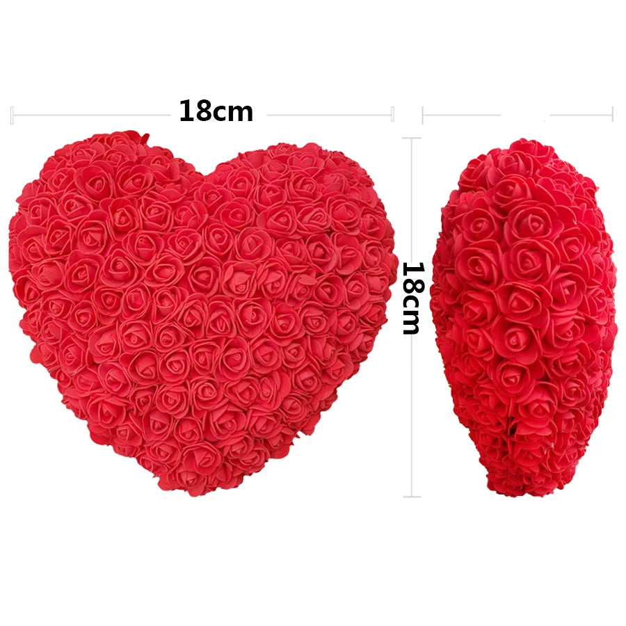 18cm Rose Flower Heart Valentine's Day Gift for Girlfriends Completed Red PE Flower Heart Mold Wedding/Birthday Gift ShopOnlyDeal