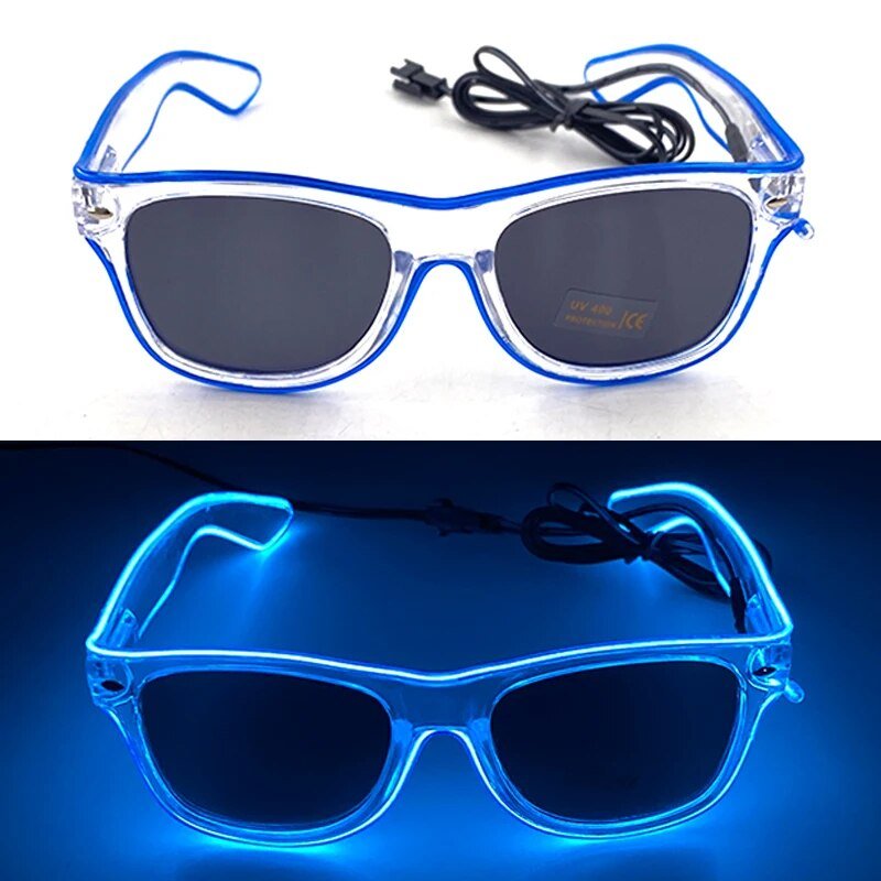 1PC Light Up LED Glasses Glow Sunglasses EL Wire Neon Glasses Glow in The Dark Party Supplies Neon Party Favors for Kids Adults ShopOnlyDeal